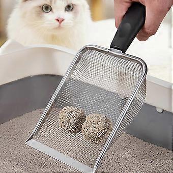 Washranp Katzenstreuschaufel aus Metall mit Griff, antihaftbeschichtete Haustierkotschaufel mit Aufhängeloch