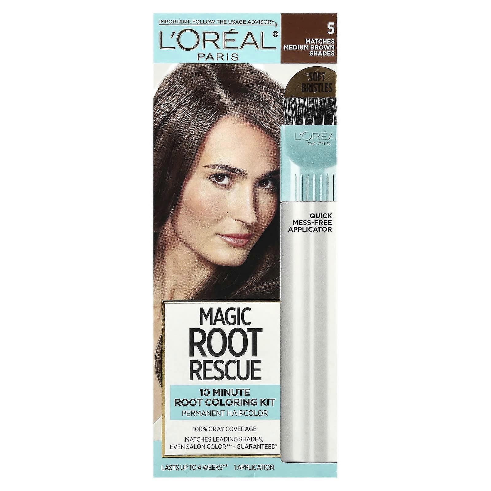 L'Oréal, Magic Root Rescue, 10 Minute Root Coloring Kit, 5 Medium Brown, 1 Application, 3-Pack