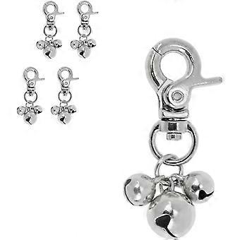 Pet Tracker Bell 482412mm/1.89"0.94"0.47"(LWH) in Eleporating Silver 5-Pack DIY Accessories Decorative Bells Pet's Collar/Key Chain/Christmas Tree/...