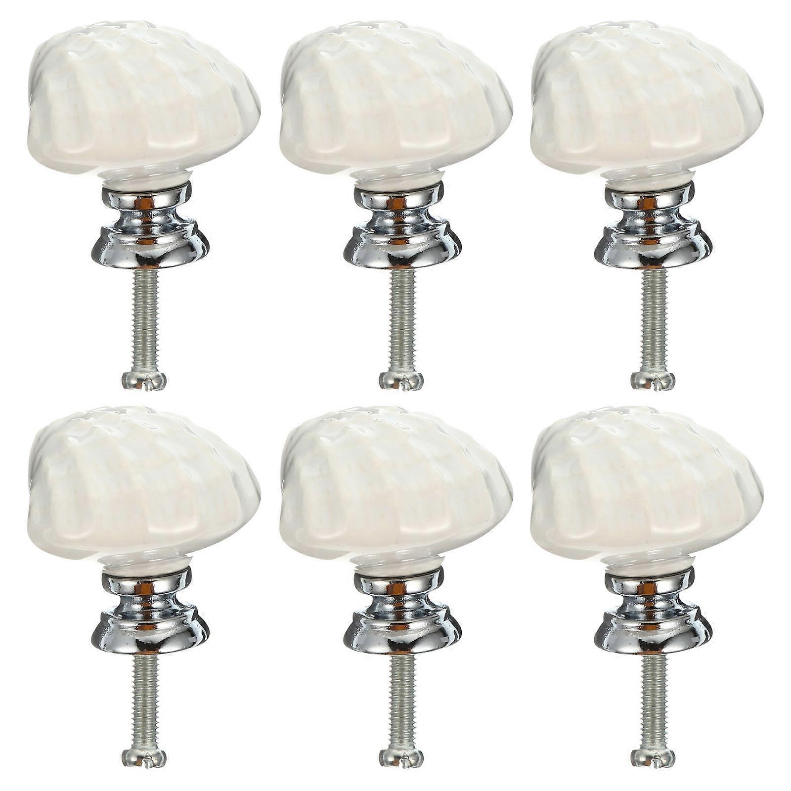 6pcs Cartoon Ceramic Cabinet Knobs Shell Shape Dresser Handles Drawer Pulls