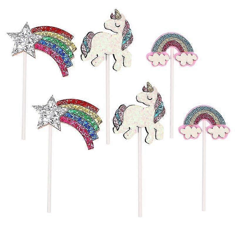 6pcs cake decorations, Unicorn Cake Topper