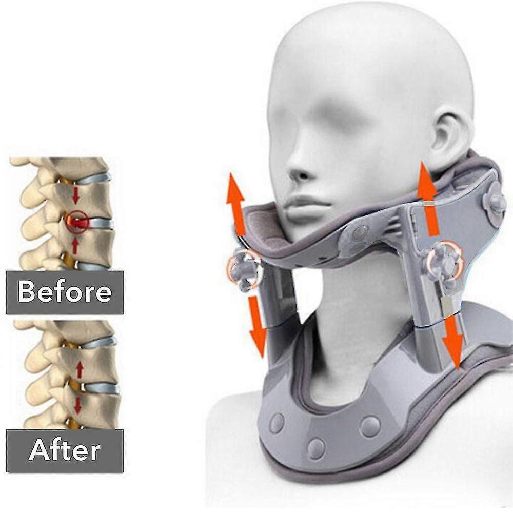 Adjustable Cervical Spine Traction Device with Hot Compress - Support & Correction