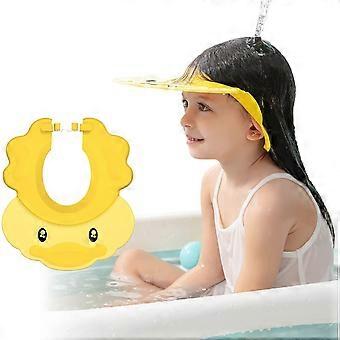 Yellow Baby Shower Cap, Adjustable Visor Bathing Caps, Shampoo Hat Protect, Baby Bath Visor, Protect Children's Eyes and Ears, Cute Shower Cap
