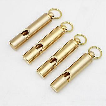 Dww-4PCSHandmade brass emergency survival whistle made of brass and bamboo for outdoor use, hiking, camping, hunting, survival