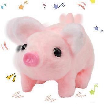 Laufendes Schweinchen, interaktives, kriechendes Ferkel, elektronisches Plüschspielzeug, Schwein, Grunz, zuckende Nase, wedelnder Schwanz, animiertes Geschenk für Kleinkinder zum Geburtstag, Rosa, 2,44 m