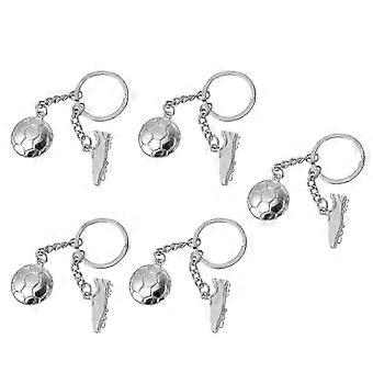 5pcs Alloy Creative 3D Football and Sports Shoes Keychains Soccer Key Rings Sports Key Chains Girl/Boy Friend Gift(Silver) FASTXM