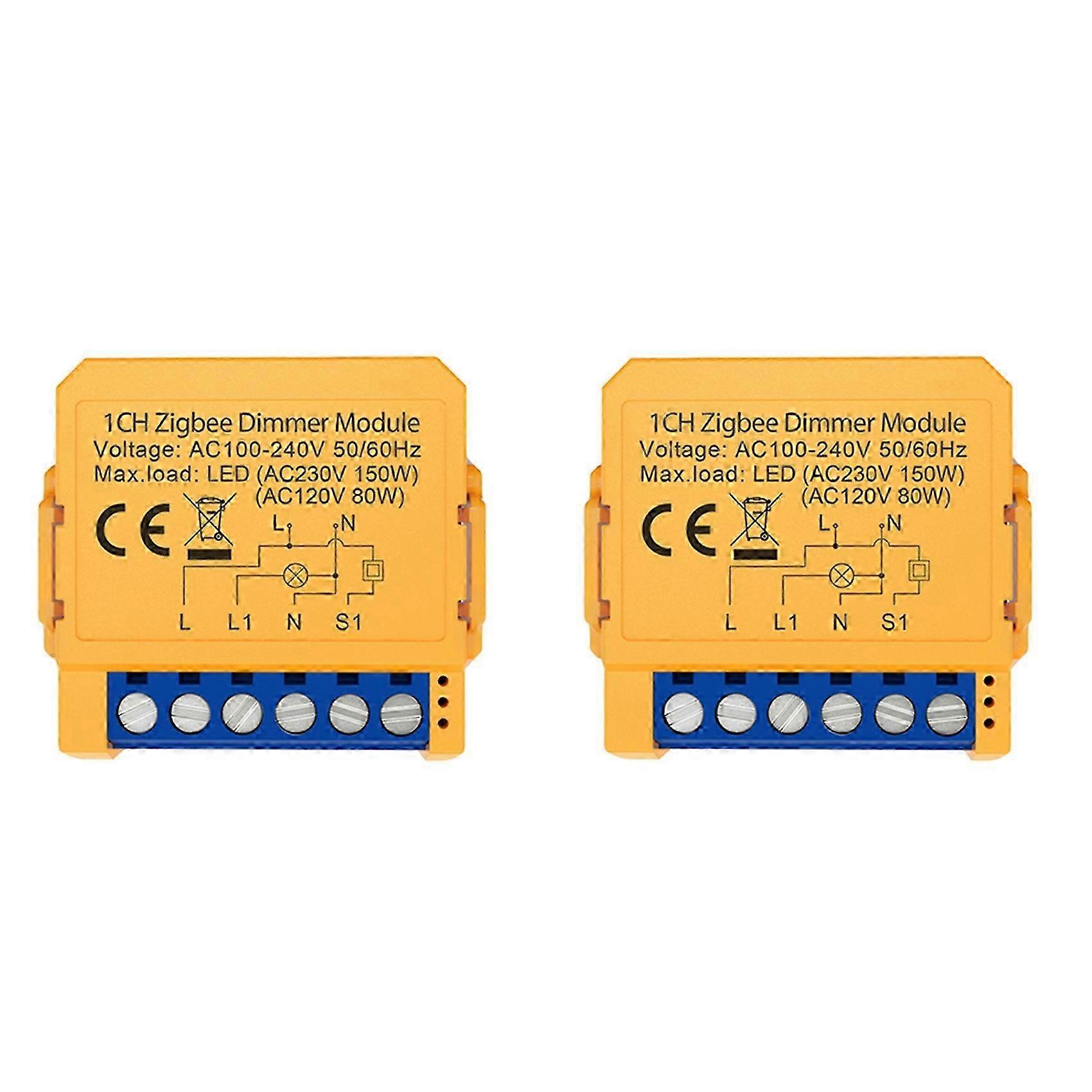 2X Tuya Zigbee Smart Dimmers Switch Module 1CH Control LED Lights Dimmable Switch Stepless Dimming+Voice Control