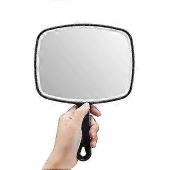 Hand Mirror, Black Handheld Mirror with Handle, 9" W X 12.4" L ziiu
