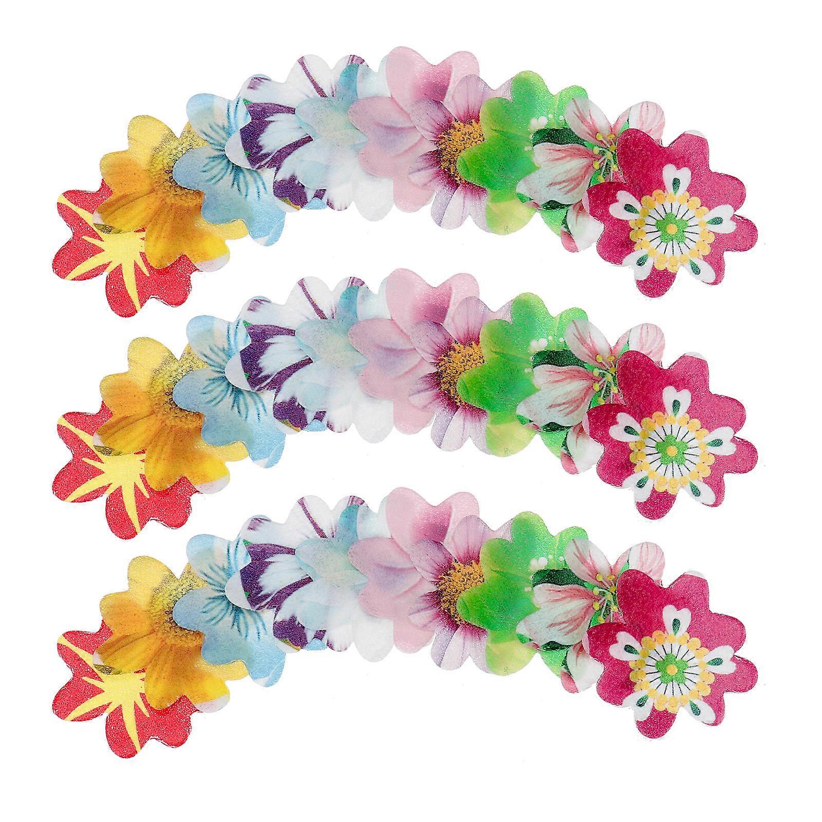 Fargerike spiselige rispapirblomster til dekorasjon 120 stk. papirtopper