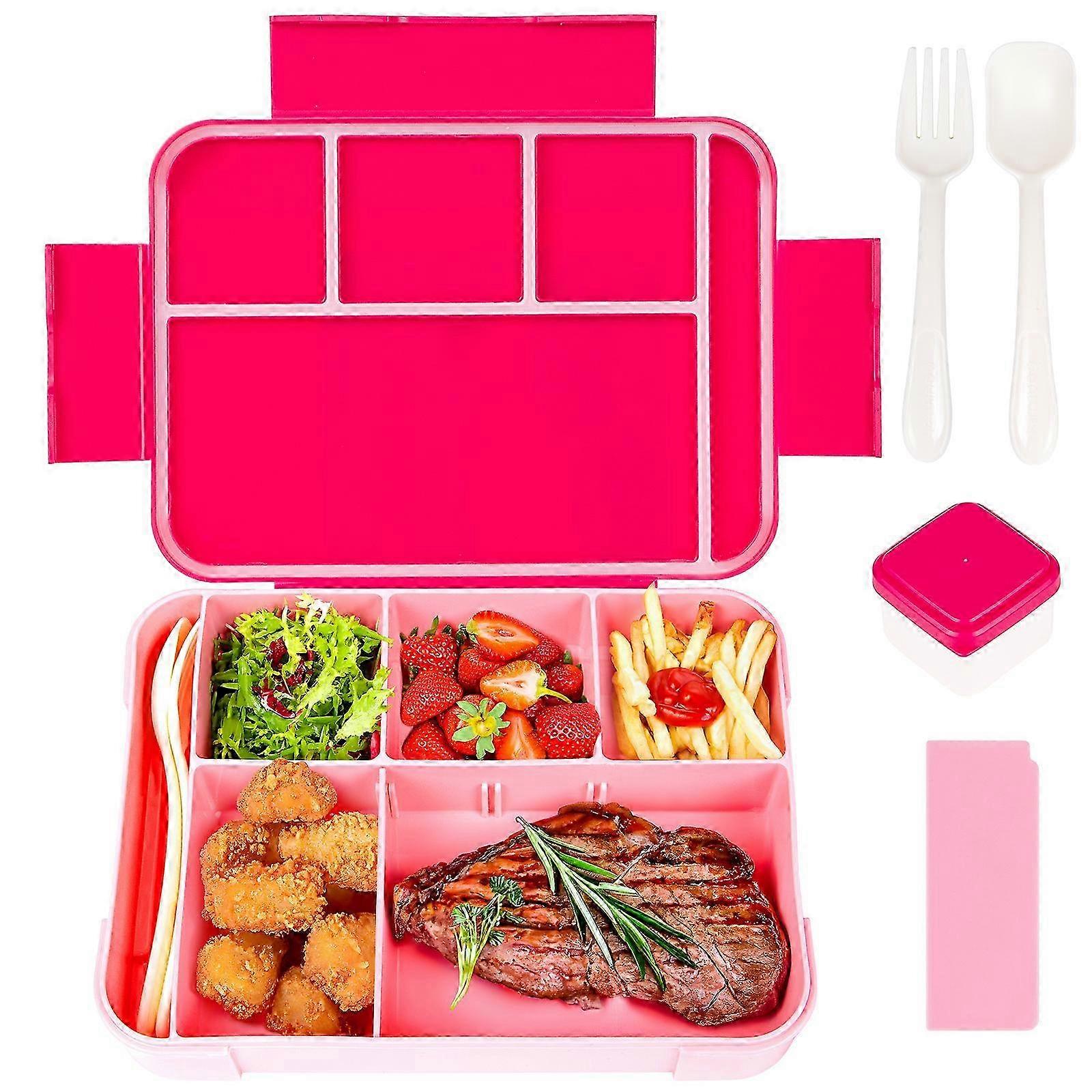 Rectangular Lunch Box Microwave Safe 5 Compartment Plastic Container 1-2L for Office School