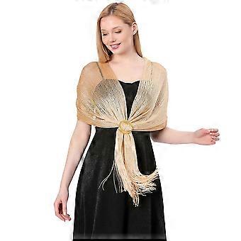 Women's Tassel Shawls And Wraps for Evening Dress, Glittering Cover Up with Buckle, Soft Elegant