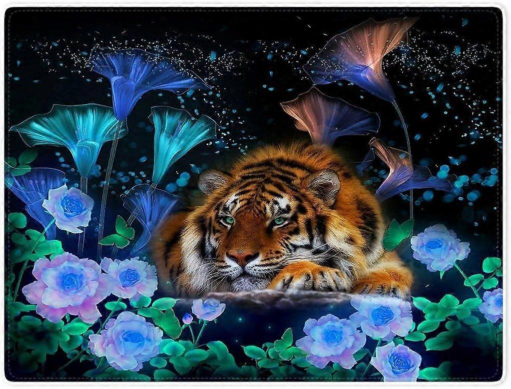 Weiche Fleecedecke Fantasy Forest Tiger Decke passend für Bett oder Sofa