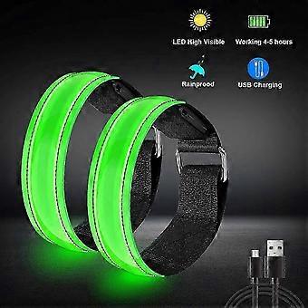 High Visibility Reflective LED Armband, 2 Pack Rechargeable Running Light for Runners & Women, SZRH