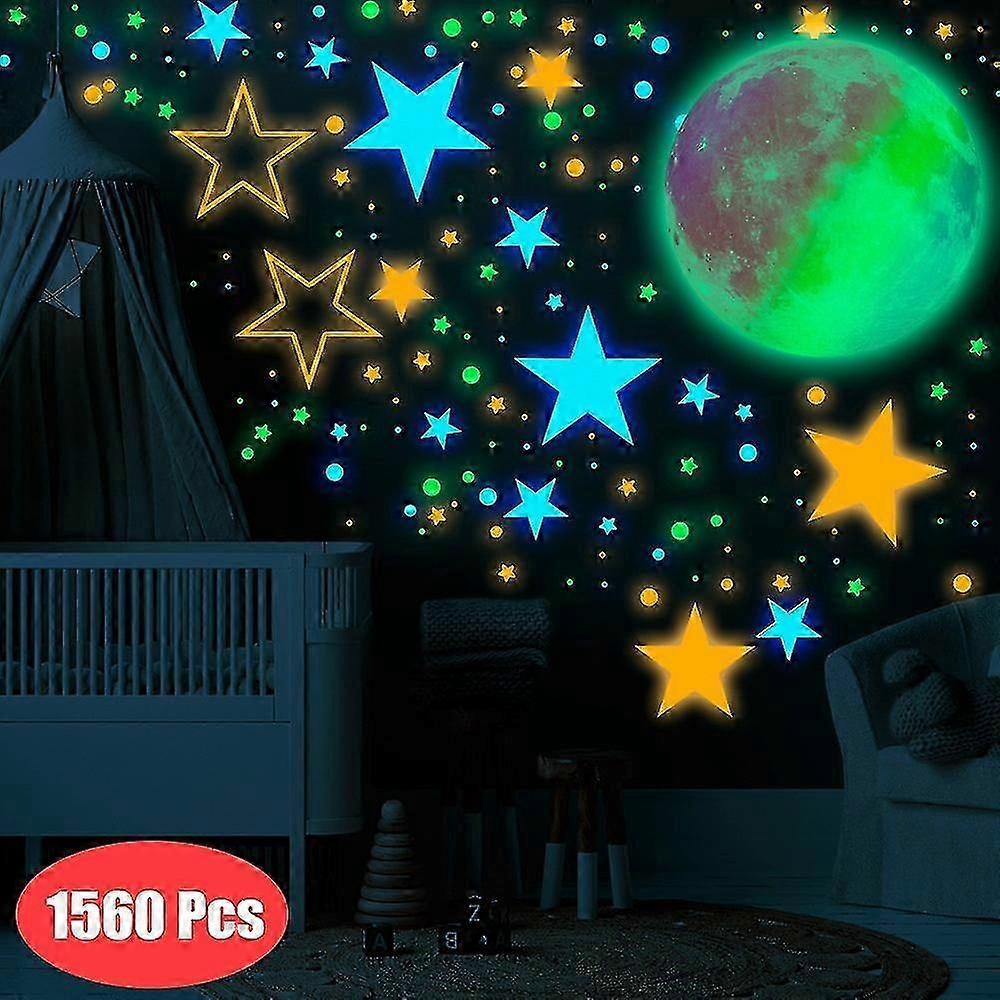 Luminous Stars Moon Ceiling Stickers