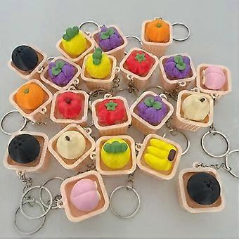 1Pcs 3D Vegetable And Fruit Keyboard Keychain Fidget Toys Without Light Push Stress Relief Sensory Toy Keyboard Clicker For Kids