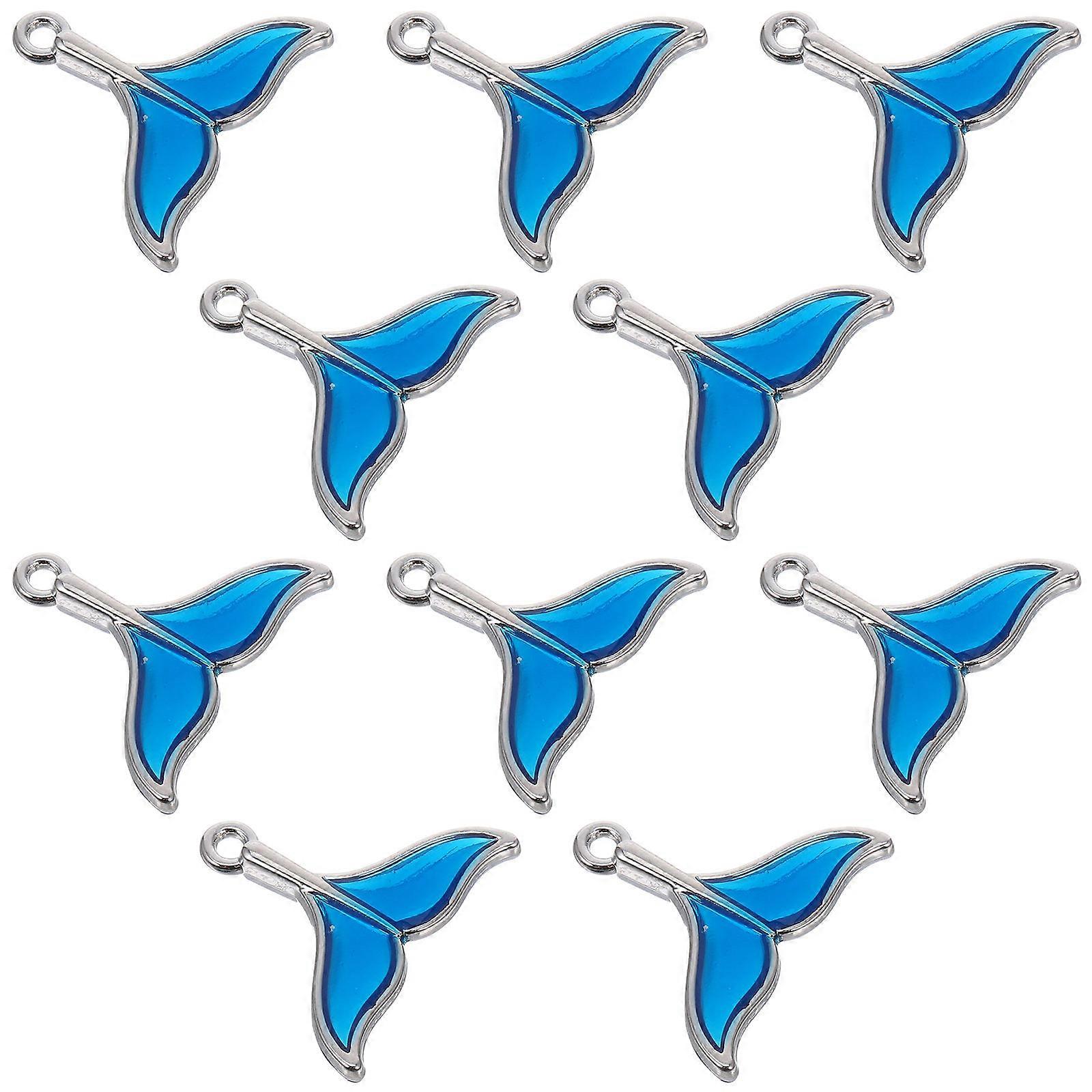 Accessoires de charme en forme de queue de poisson bleue pour la création de bijoux et d'artisanat, lot de 10 pièces.