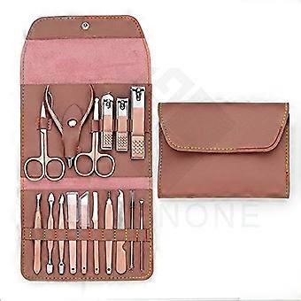 16 in 1 Stainless Steel Manicure Pedicure Set with Professional Nail Clippers and Leather Case