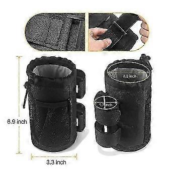 2 Bike Cup Holder, Oxford Water Bottle Holder with Mesh Pocket and Cord Lock, Cycling Water Bottle Drink Organizer, Universal Handlebar Accessori-SSZF