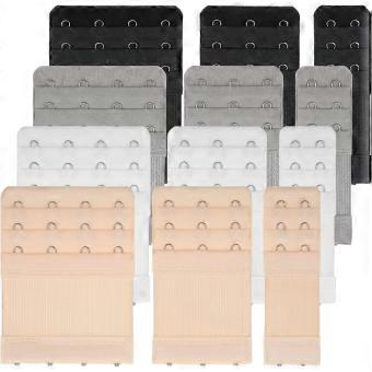 12 Pcs Bra Extenders 2/3/4 Hooks Bra Hooks Replacement Soft Elastic Bra Band Extender Adjustable 3 Rows Bra Strap Extender Breathable Extension Strap
