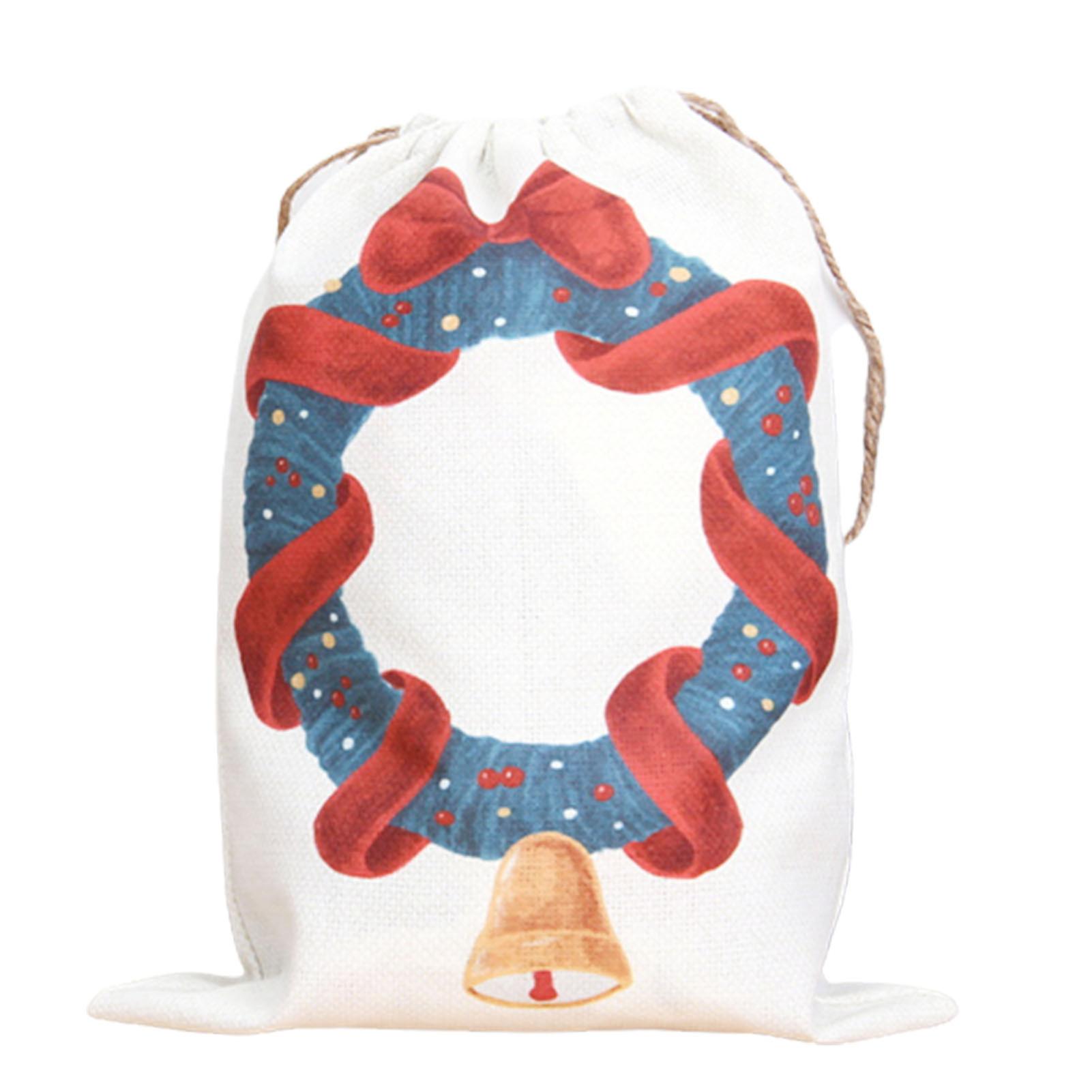 Christmas Party Gift Bags Xmas Candy Printed Drawstring Wrapping Gift Treats Bag
