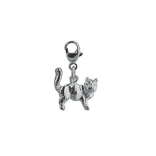 Silver 21x13mm Cat Charm on a lobster trigger