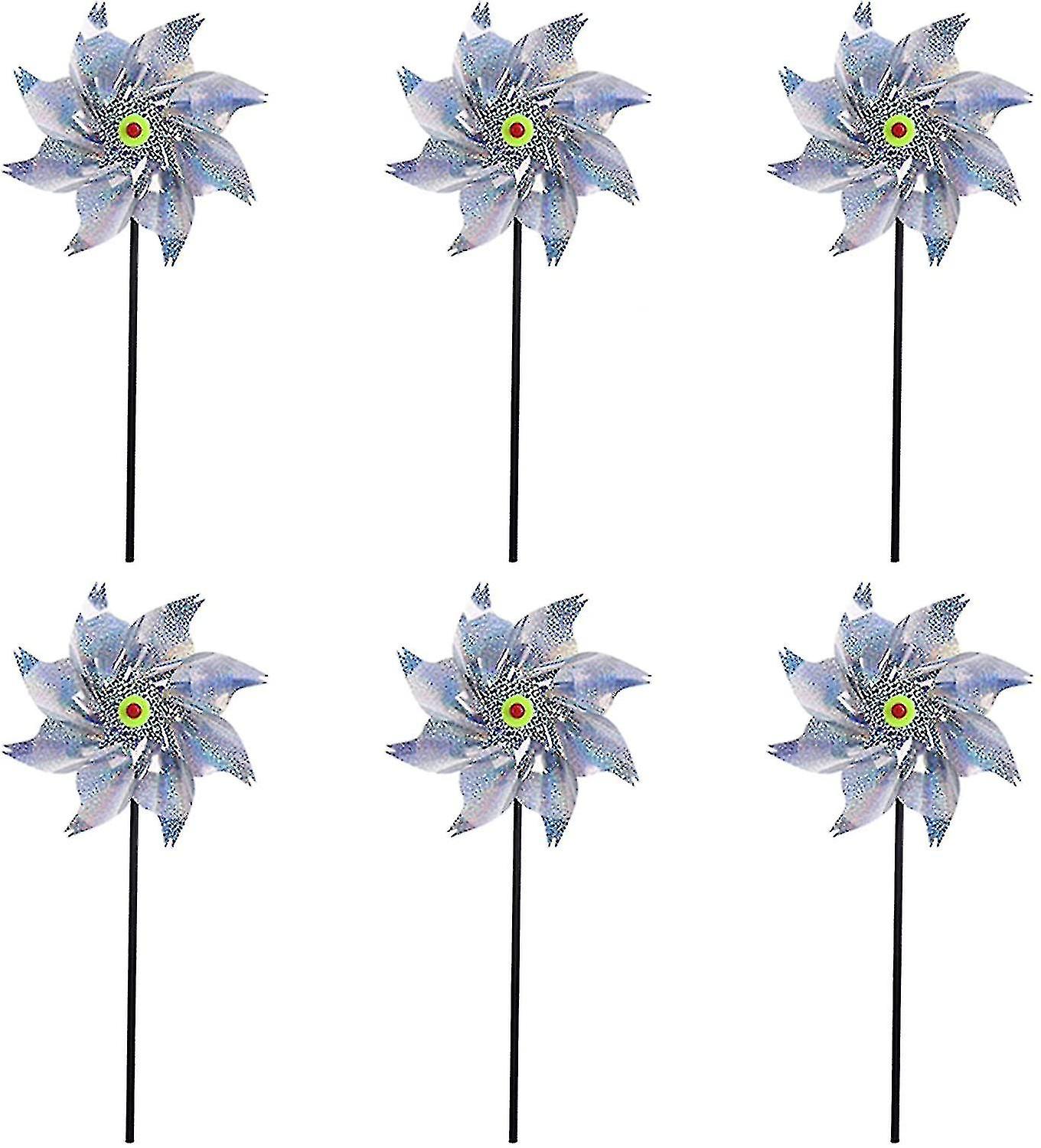 6 Pack Pinwheels Bird Repellent, Windmill Reflector, Laser Reflective Windmill Bird Deterren