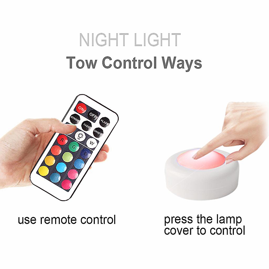 Wireless LED Puck Lights Closet Under Cabinet Lighting Remote Dimmable 3PCS