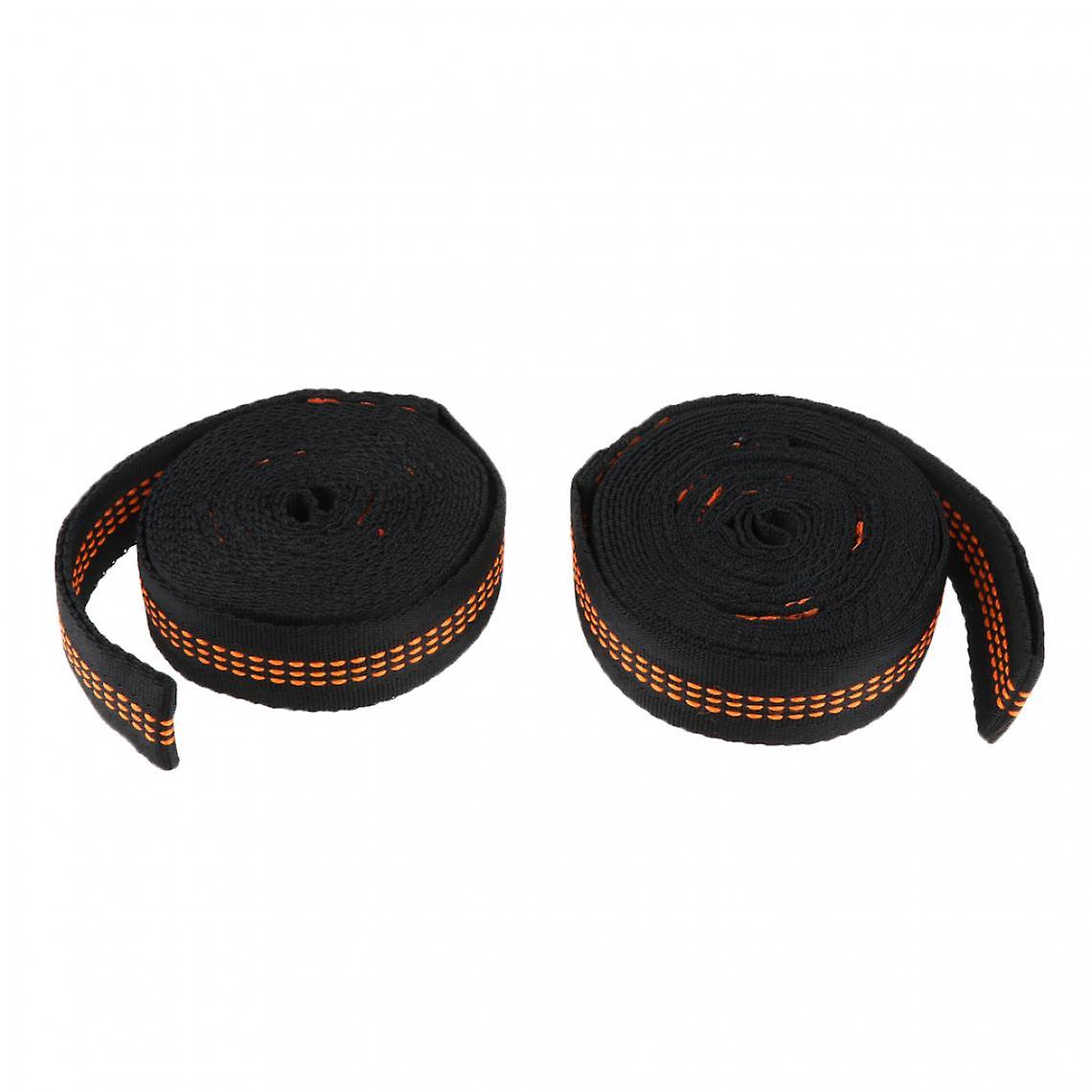 2pcs Hammock Hanging Tree Straps 280cm Nylon Webbing Belt 10 Buckles Black One