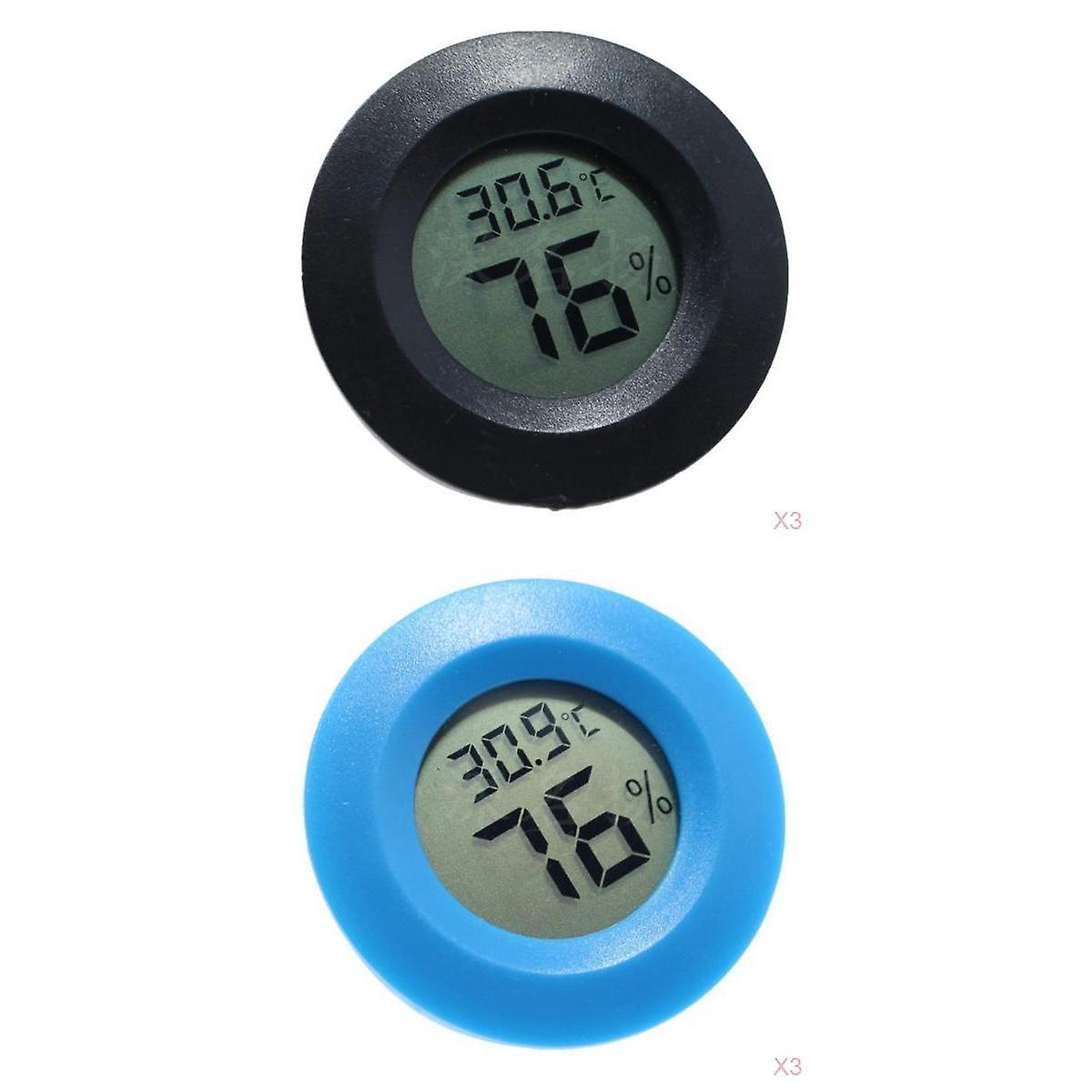 Round Digital Thermometer Humidity,LCD Display For Reptile Tank 6Pack