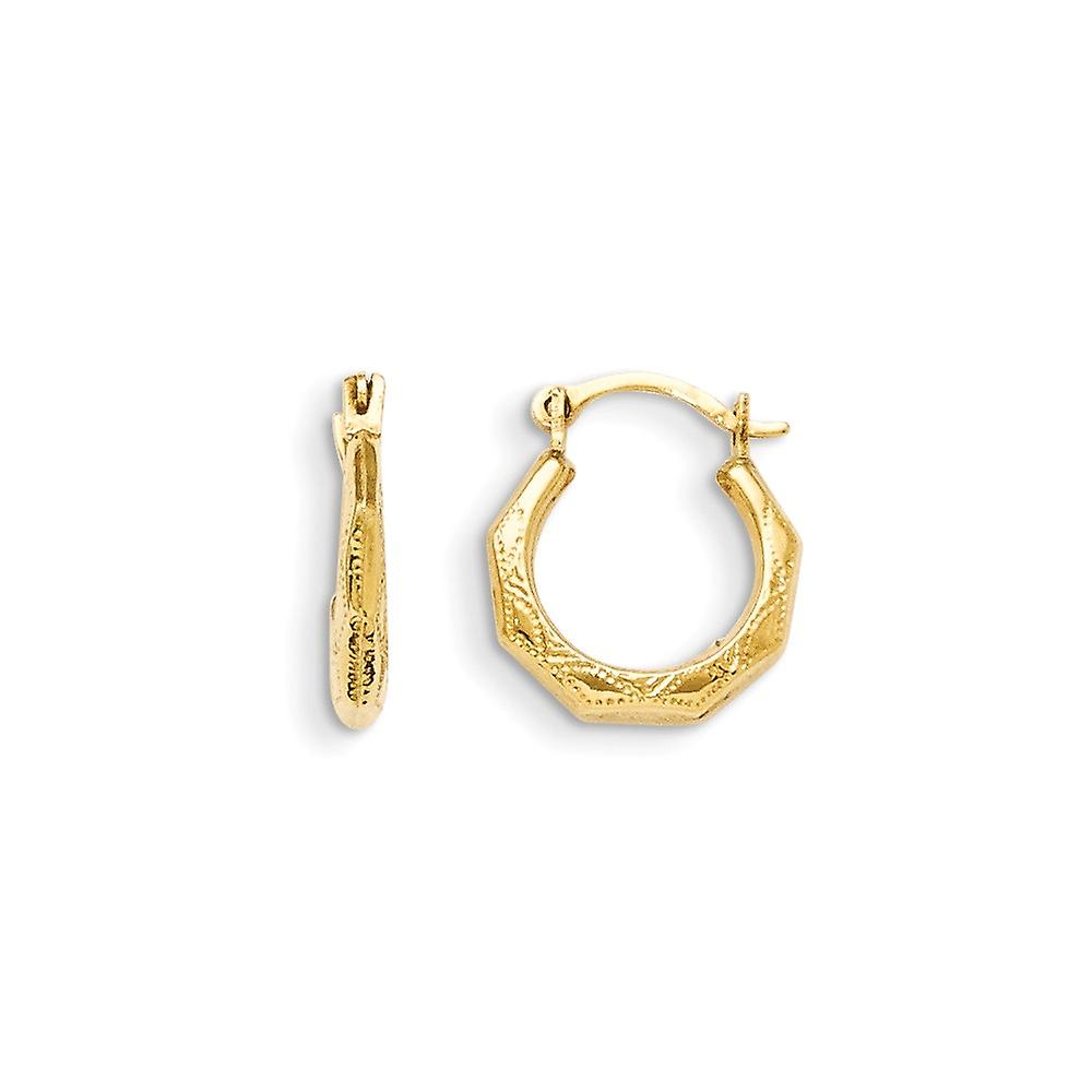 Or jaune 14 carats poli articulé à charnière boucles d’oreilles 12 x 12 mm boucle d’oreille