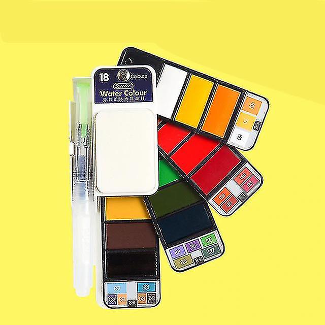 Solid Watercor Paint Set, Foldable With Water Brush