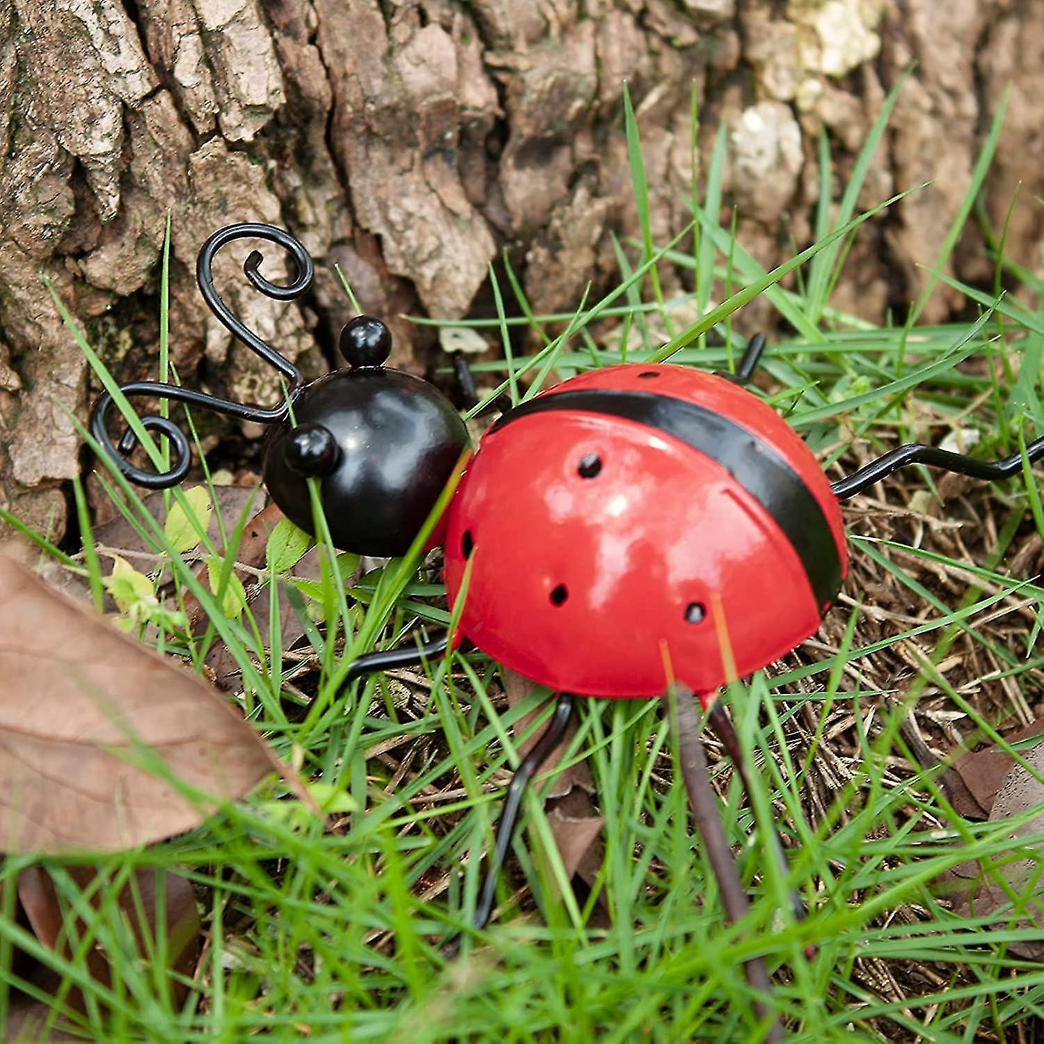 Lieveheersbeestje metalen tuindecoratie, wanddecoratie, smeedijzer, insect, sculpturen, wandsculpturen voor buiten, lieveheersbeestje, wanddecoratie, outdoor, metaal