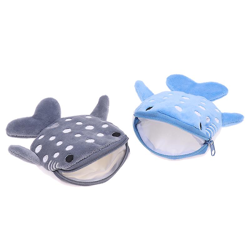 Cute Cartoon Plush Shark Coin Purse Plush Zipper Animal Wallet Kids Coin Bag