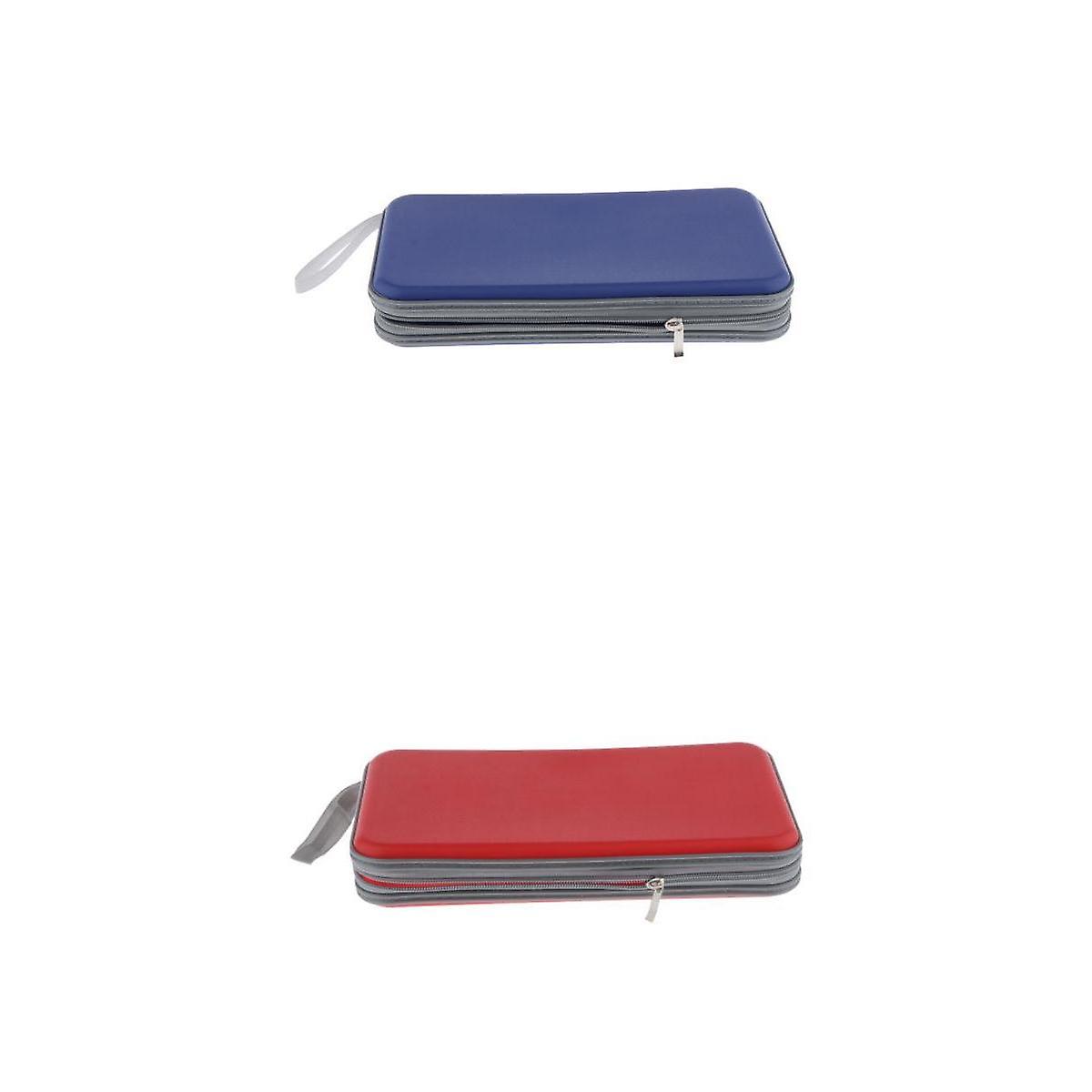 2 قطعة 80 قرص محفظة CD DVD حالة تخزين حامل حقيبة منظم أزرق / أحمر