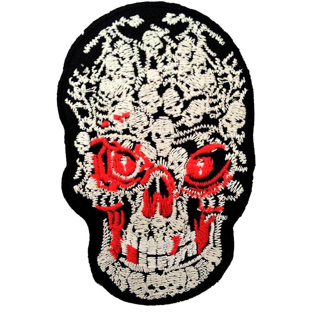 Patch / iron-on patch - Skull biker modern - white - 6 x 9.5 cm – Patches