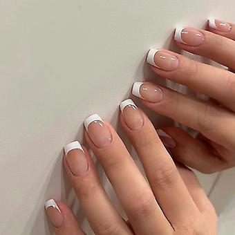 French Fake Nails, 48pcs False Nails Medium Short, Nude Full Cover ...