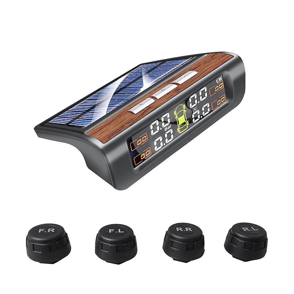 Tpms Solar Power Tpms Car Tire Pressure Alarm Monitor Auto Security System Tyre Pressure Temperature Warning Wood