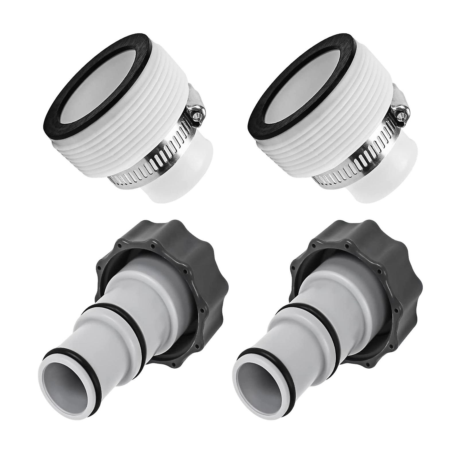 Hose Adapter Plunger Valve Drain Adapter with Collars for Filter Pumps Set A