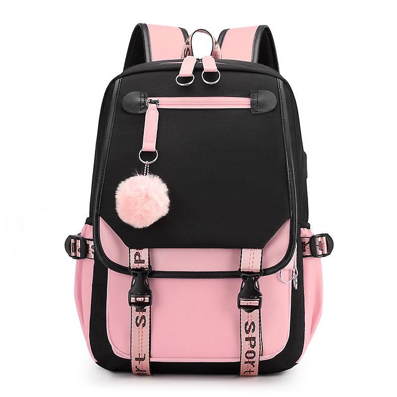 USB outdoor travel bag solid color simple multi-layer computer backpack for junior high school students