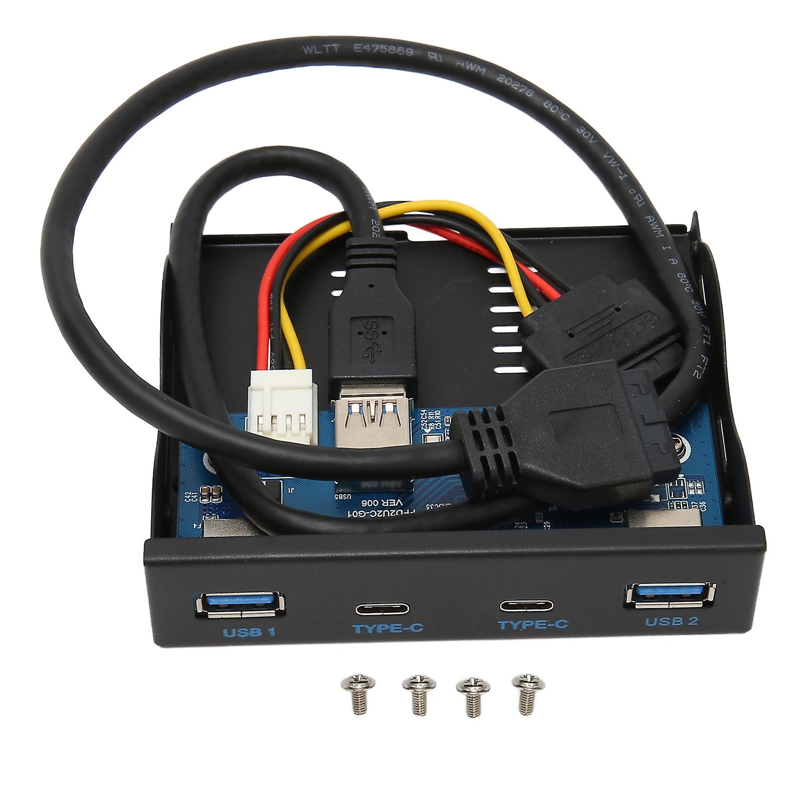 USB 3.2 Front Panel Hub 6 Ports 5Gbps High Speed Plug and Play Stable Front Floppy Drive Panel for Desktop Chassis