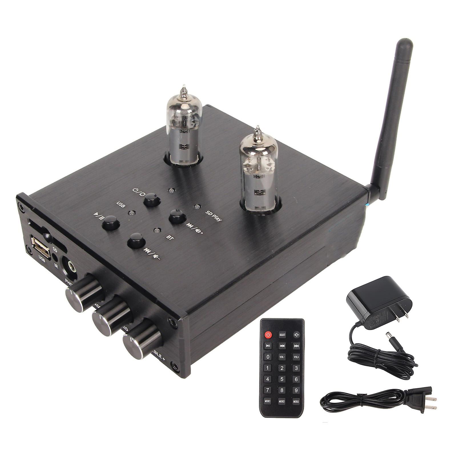 HiFi Stereo Tube Amp with Bluetooth, USB/SD Support, Compatible with CD Players & Computers, 100-240V