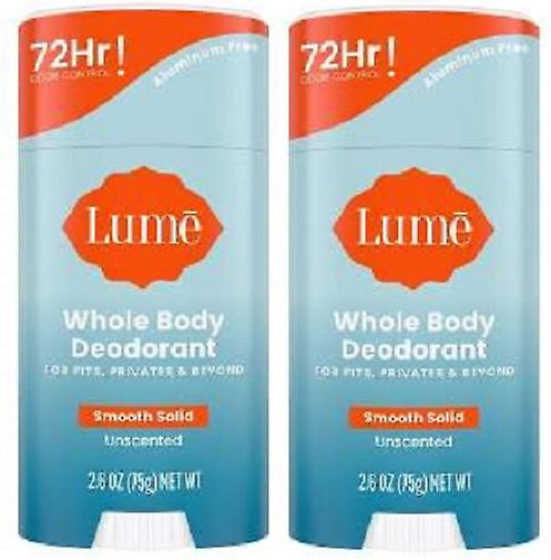 Lume Whole Body Smooth Solid Deodorant Stick Unscented 2 Pack