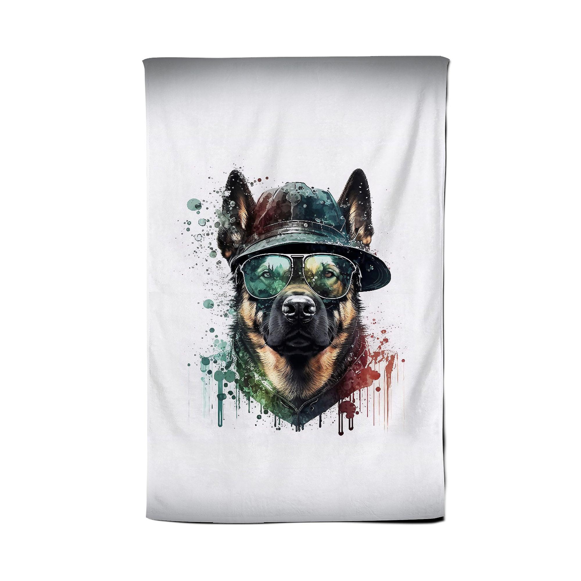 German Shepherd Splashart Tea Towel