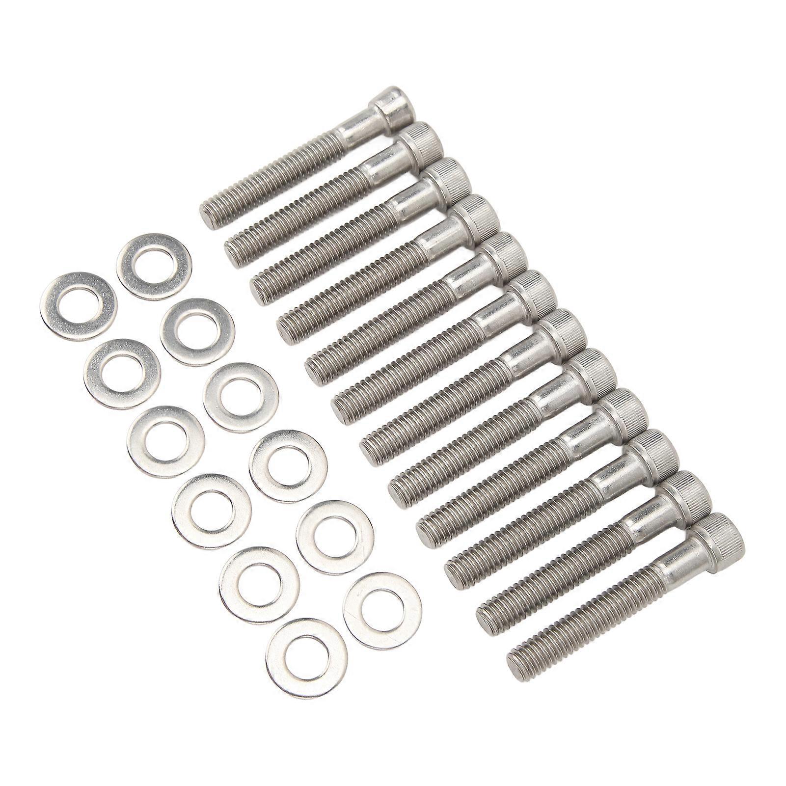Cylinder Head Bolts Kit Hardened 304 Stainless Steel Polished Replacement for FORD SMALL BLOCK SBF 289 302 5.0L 351W