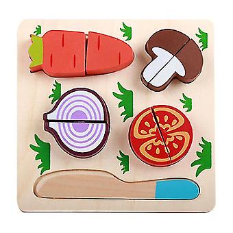 1 Set Holz Schneiden Gemüse Spielzeug Küche Spielzeug Pretend Spiel Spielzeug Puzzle Board für Kinder (Gemüse Karotte)