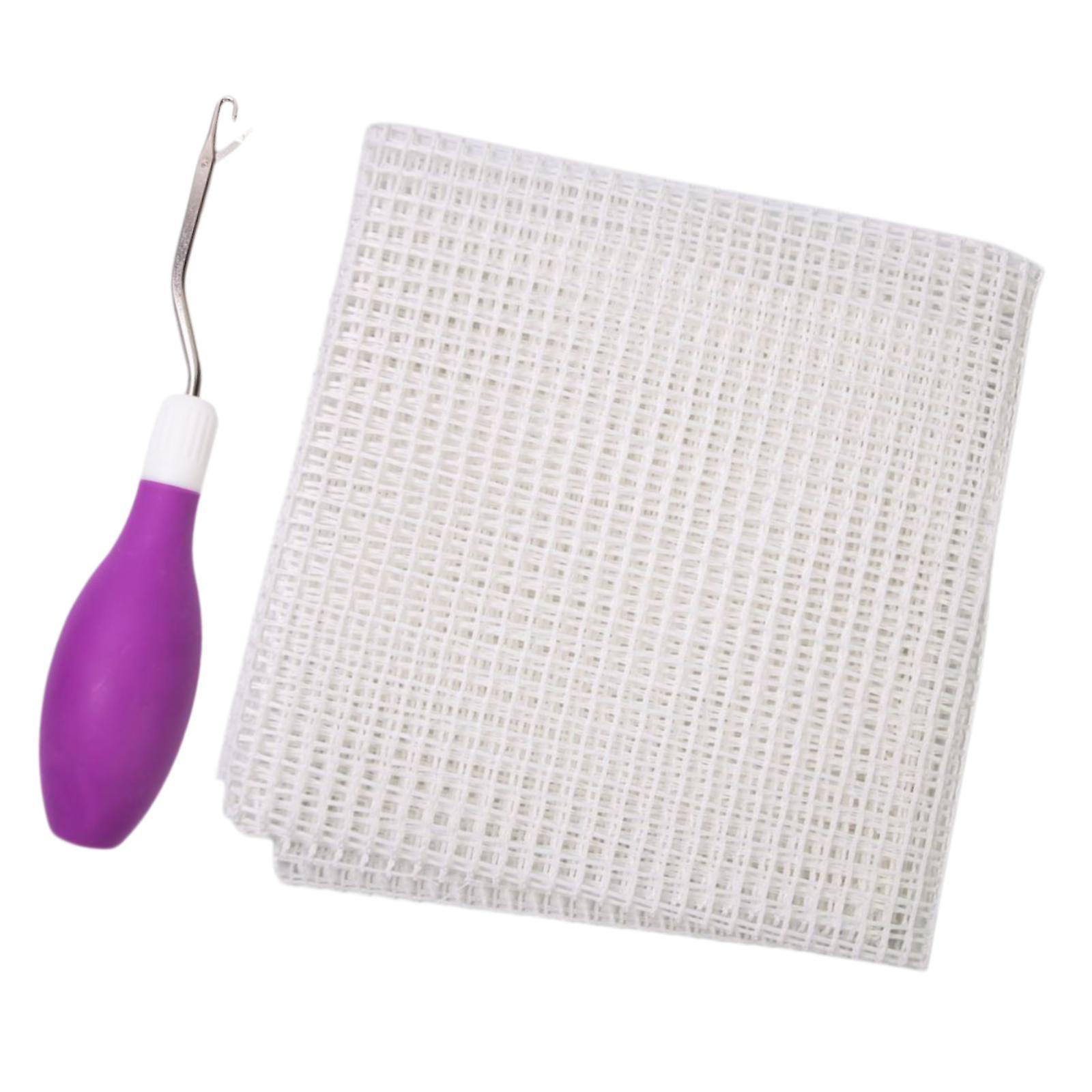Latch Hook Tool Set Mesh Canvas Carpet Hook for Carpet Art Crafts Rug Making Purple