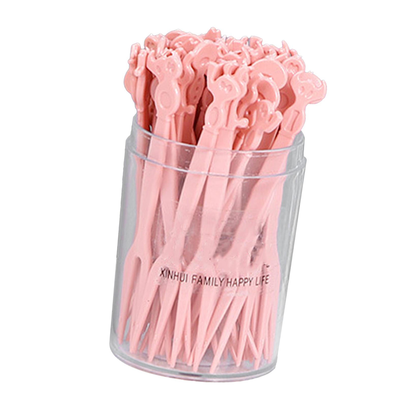 1 Box Fruit Fork Set Plastic Versatile Disposable Fruit Pick Set for Cakes Dessert 