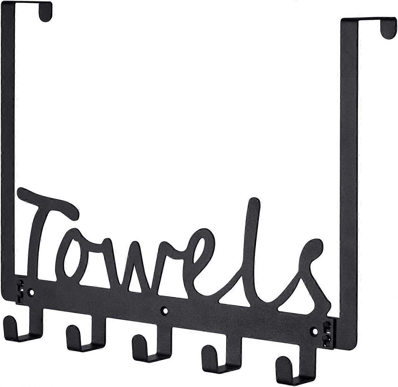 Over The Door Hooks, Towel Holder for Bathroom, Over Door Hanger with 5 Hooks, Metal Towel Hooks