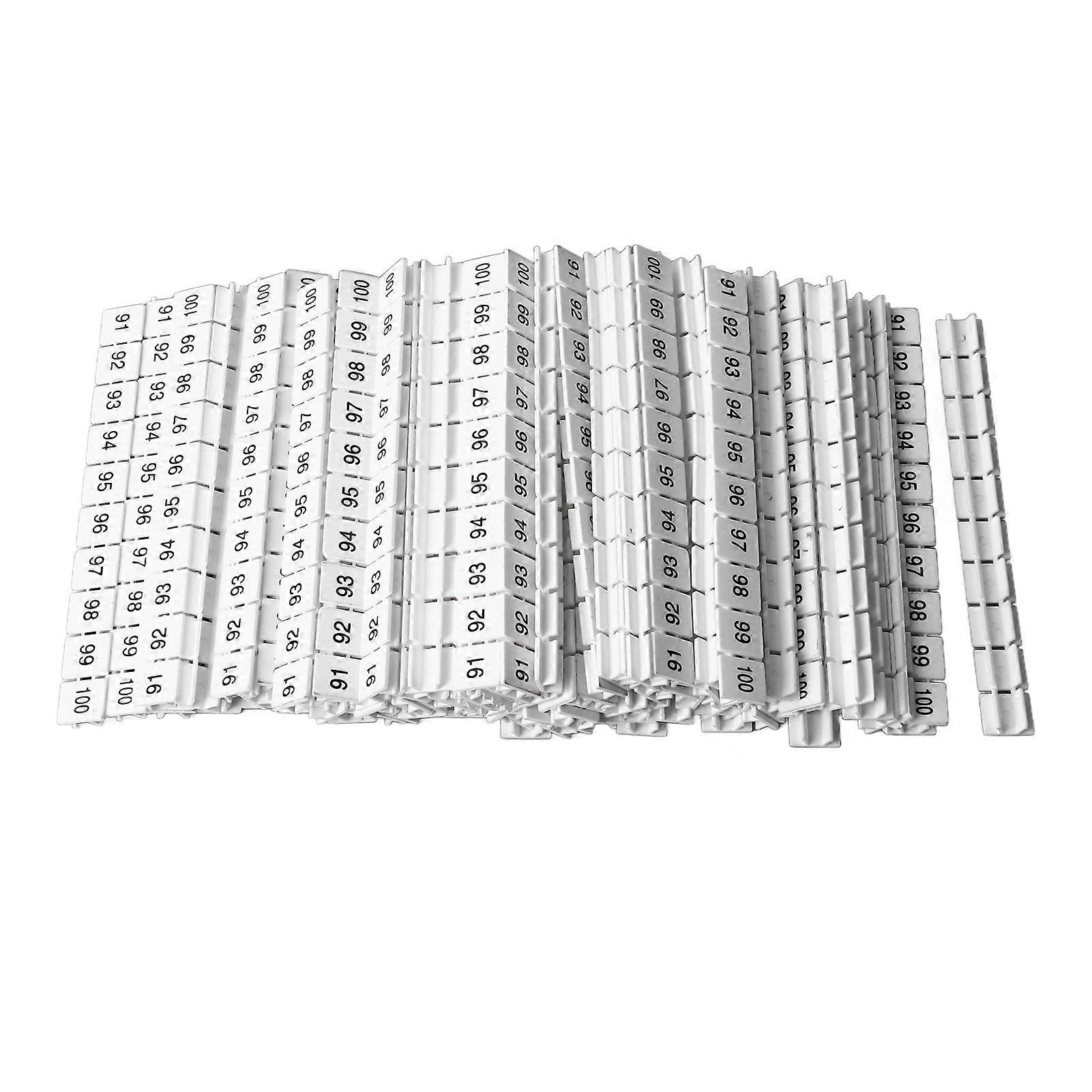 Étiquettes de marquage pour bornier, 100 pièces, 91-100, en nylon, faciles à découper, pour UK10N