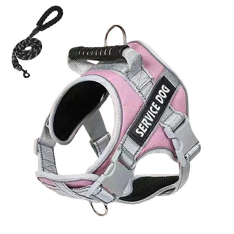 Pet Explosion Proof Punch Chest Harness Pink+1.5m Round Rope)